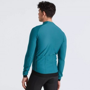 Heren Specialized SL Expert Thermal wielershirt met lange mouwen - Groen
