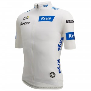Santini witte Tour de France-jersey Frankrijk 2025 Fan Line-jersey voor heren