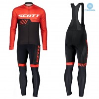 2019 Scott RC Team Zwart-Rood Thermal Fietskleding Set Wielershirts Lange Mouw+Lange Wielrenbroek Bib 853LAQT