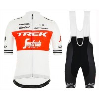 2019 Trek Factory Racing TDF Wit Fietskleding Set Fietsshirt Met Korte Mouwen+Korte Koersbroek Bib 317QLML