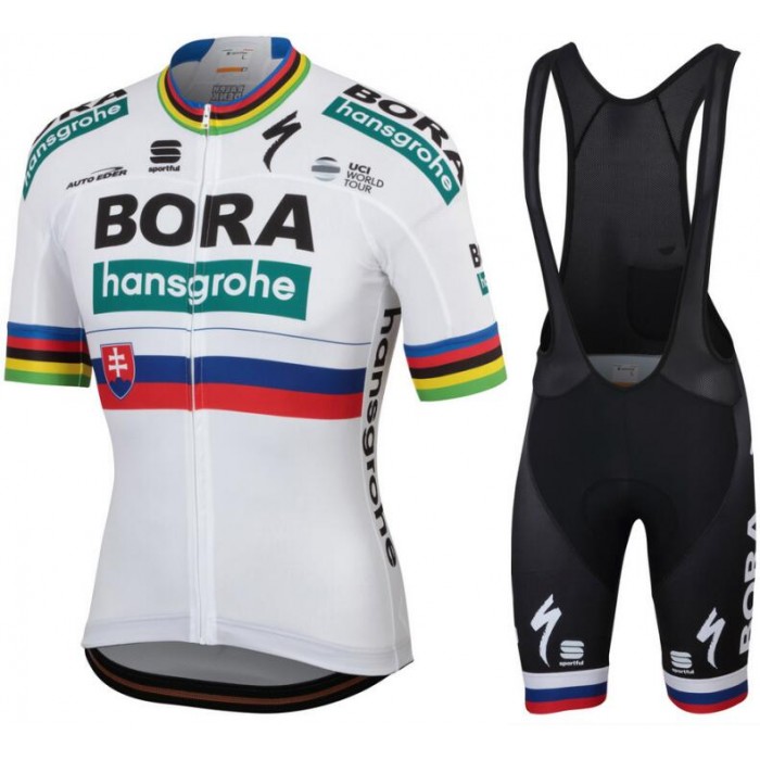 Bora Hansgrohe 2019 Slovak Champion Fietskleding Set Wielershirt Korte Mouw+Korte Fietsbroeken Bib