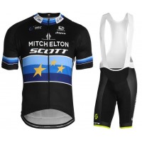 MITCHELTON-SCOTT European Champion 2019 Fietskleding Set Wielershirt Korte Mouw+Korte Fietsbroeken Bib