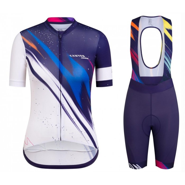 2020 Canyon Team Blauw-Wit Dames Fietskleding Set Wielershirt Korte Mouw+Korte Fietsbroeken Bib 510FSGQ