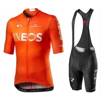 2020 INEOS Training Edition Orange Fietskleding Set Fietsshirt Met Korte Mouwen+Korte Koersbroek Bib 113REBO