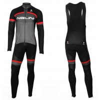 2020 Nalini Thebe Zwart-Rood Wielerkleding Set Wielershirt Lange Mouw+Lange Fietsbroeken Bib 115DFVL
