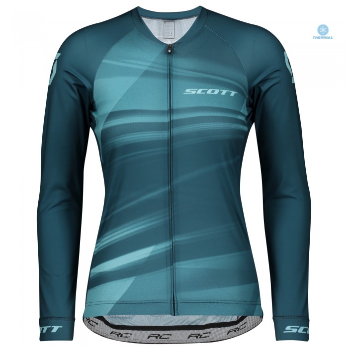 2020 Scott RC Pro Blauw Dames's Thermal Wielershirt Lange Mouw 387METY