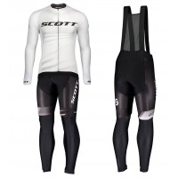 2020 Scott RC Pro Wit Wielerkleding Set Wielershirt Lange Mouw+Lange Fietsbroeken Bib 592LQGC