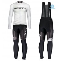 2020 Scott RC Pro Wit Thermal Fietskleding Set Wielershirts Lange Mouw+Lange Wielrenbroek Bib 128WXHP