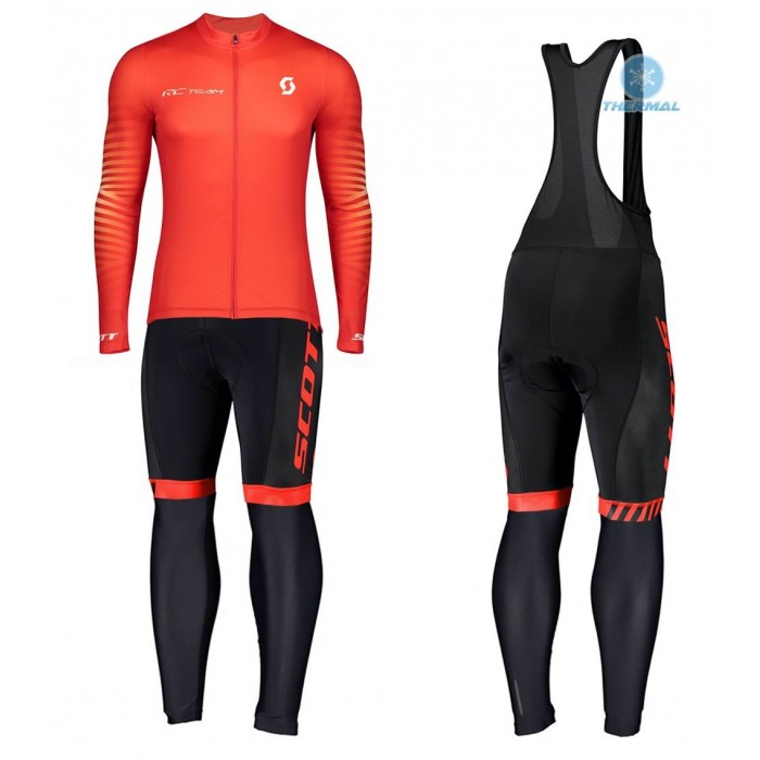 2020 Scott RC Team 1.0 Fiery Thermal Fietskleding Set Wielershirts Lange Mouw+Lange Wielrenbroek Bib 507KMVV