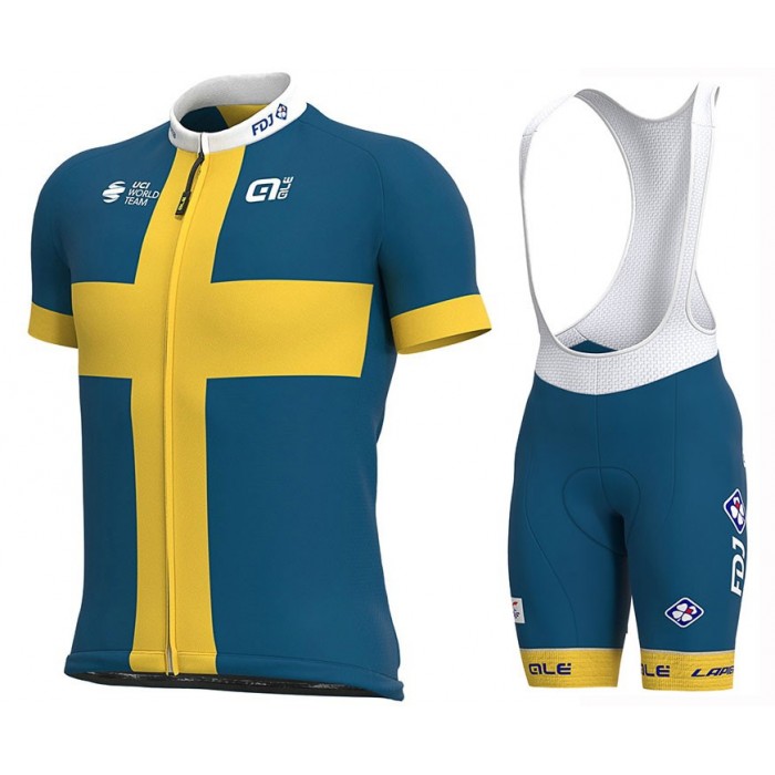2020 Team FDJ Sweden Champion Fietskleding Set Fietsshirt Met Korte Mouwen+Korte Koersbroek Bib 153IFCZ 2020 Team FDJ Sweden Champion Fietskleding Set Fietsshirt Met Korte Mouwen+Korte Koersbroek Bib 153IFCZ