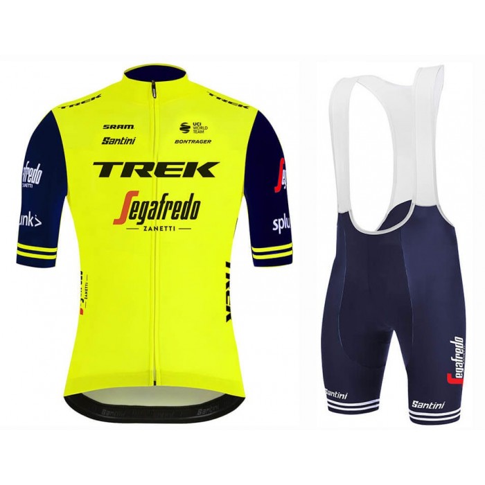 2020 Trek Segafredo Geel Fietskleding Set Fietsshirt Met Korte Mouwen+Korte Koersbroek Bib 984CIYJ