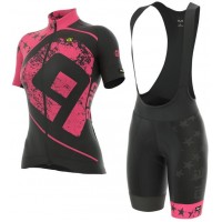 ALE PRR STARS Dames PINK Wielerkleding Set Wielershirt Korte+Korte Fietsbroeken Bib