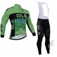2015 ALE Fietskleding Wielershirt Lange Mouw+Lange Wielrenbroek Bib Groen