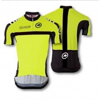 2016 ASSOS Wielershirt Korte Mouw Geel Zwart