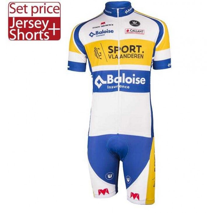 2017 Baloise Sport Fietskleding Set Fietsshirt Met Korte Mouwen+Korte Koersbroek 02 2017 Baloise Sport Fietskleding Set Fietsshirt Met Korte Mouwen+Korte Koersbroek 02