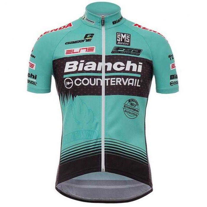 2017 Bianchi Countervail Fietskleding Set Fietsshirt Met Korte Mouwen+Korte Koersbroek