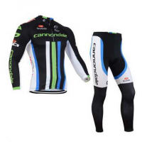 2014 Cannondale Wielerkleding Set Wielershirt Lange Mouw+Lange Fietsbroeken Wit Groen Blauw
