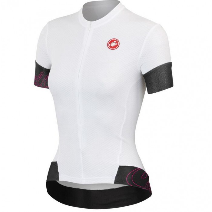 2016 Castelli Vrouwen Fortuna Wielershirt Korte Mouw Wit Zwart