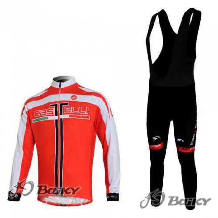 Castelli Fietskleding Wielershirts Lange Mouw+Lange Fietsbroeken Bib Rood Wit Castelli Fietskleding Wielershirts Lange Mouw+Lange Fietsbroeken Bib Rood Wit