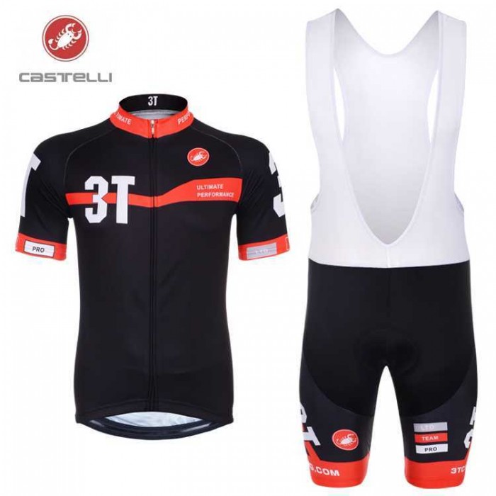 Castelli 3T 2014 Fietskleding Set Fietsshirt Met Korte Mouwen+Korte Koersbroek Zwart Rood Castelli 3T 2014 Fietskleding Set Fietsshirt Met Korte Mouwen+Korte Koersbroek Zwart Rood