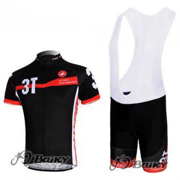 Castelli 3T Fietskleding Set Fietsshirt Met Korte Mouwen+Korte Koersbroek Zwart Castelli 3T Fietskleding Set Fietsshirt Met Korte Mouwen+Korte Koersbroek Zwart