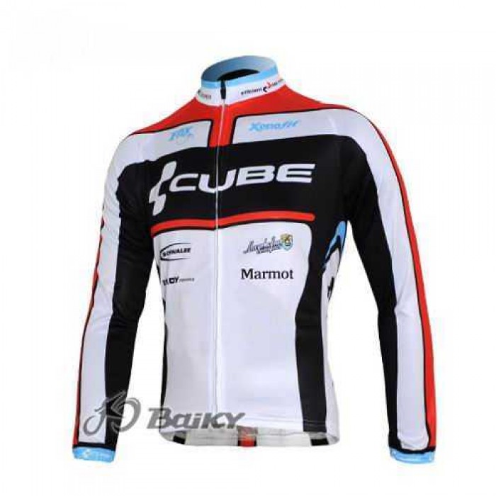Cube Fintro Pro Team Wielershirts Lange Mouwen Wit Zwart Rood Cube Fintro Pro Team Wielershirts Lange Mouwen Wit Zwart Rood