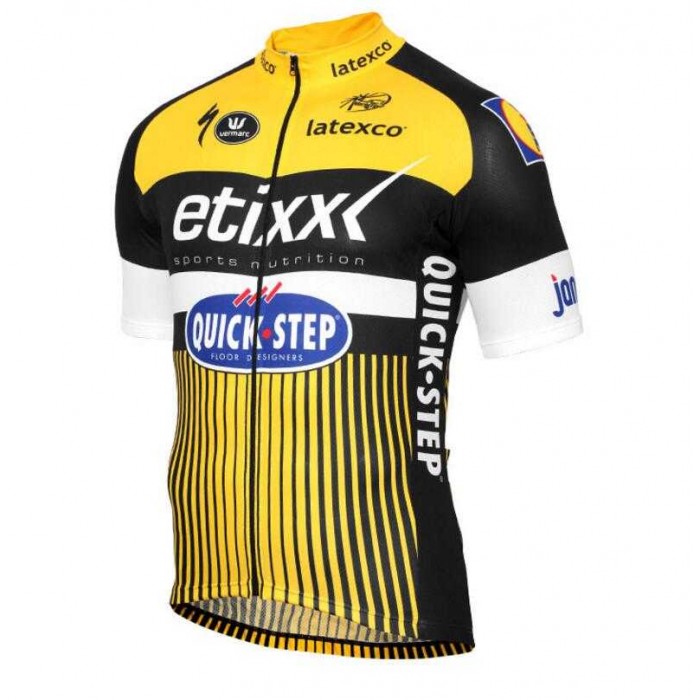2016 Etixx Quick Step Wielershirt Met Korte Mouwen Geel 2016 Etixx Quick Step Wielershirt Met Korte Mouwen Geel