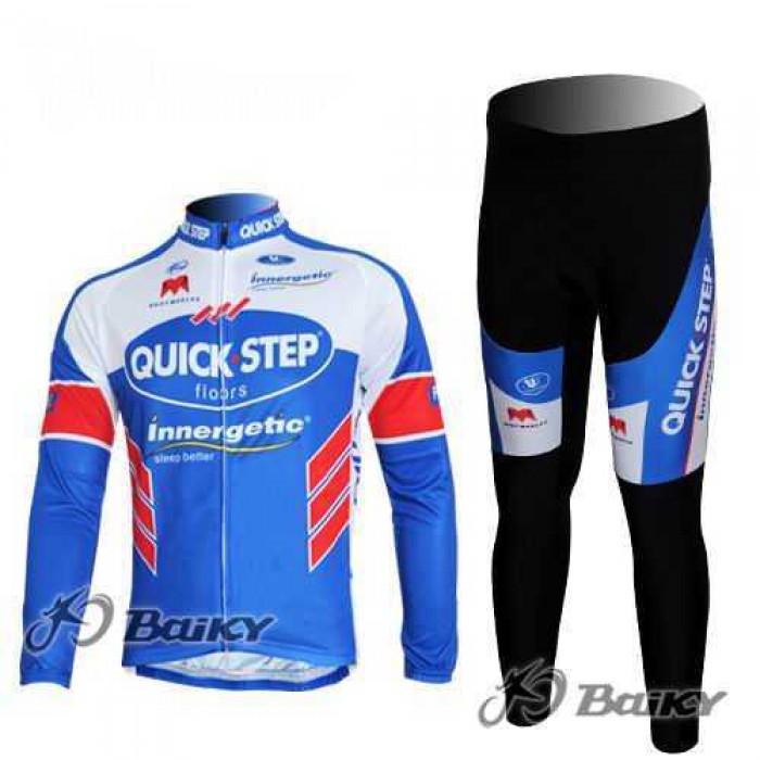 Omega Pharma-Quick Step Innergetic Fietskleding Wielershirts Lange Mouw+Lange Fietsbroeken Blauw Wit Omega Pharma-Quick Step Innergetic Fietskleding Wielershirts Lange Mouw+Lange Fietsbroeken Blauw Wit