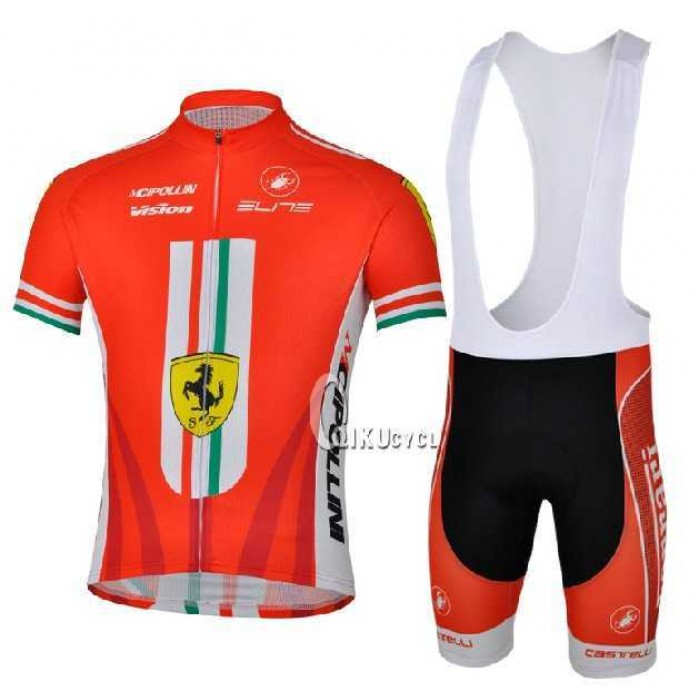Ferrari Teams Castelli Cipollini Fietskleding Set Fietsshirt Met Korte Mouwen+Korte Koersbroek