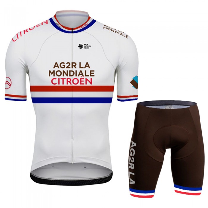 Ag2r France Champion Pro Team 2021 Fietskleding Set Wielershirts Korte Mouw+Korte Fietsbroeken Bib TMObO1 Ag2r France Champion Pro Team 2021 Fietskleding Set Wielershirts Korte Mouw+Korte Fietsbroeken Bib TMObO1