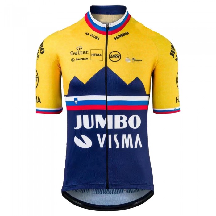 Jumbo Visma SLovenia Pro 2021 Team Fietsshirt Korte Mouw IOmlsB Jumbo Visma SLovenia Pro 2021 Team Fietsshirt Korte Mouw IOmlsB