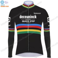 Winter Thermal Fleece Deceuninck Quick Step 2020 UCI World Champion Wielershirts Lange Mouwen PFALS