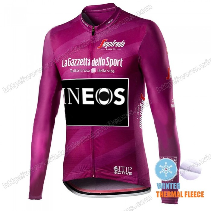 Winter Thermal Fleece Men Giro D'italia INEOS 2021 Wielershirts Lange Mouwen NUJEF Winter Thermal Fleece Men Giro D'italia INEOS 2021 Wielershirts Lange Mouwen NUJEF