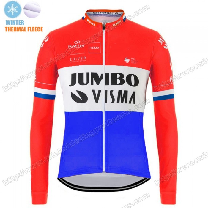 Winter Thermal Fleece Jumbo Visma 2020 Dutch Wielershirts Lange Mouw LSLTQ