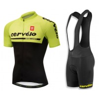 2018 Cervelo 3T Geel Fietskleding Set Wielershirt Korte Mouw+Korte Fietsbroeken Bib