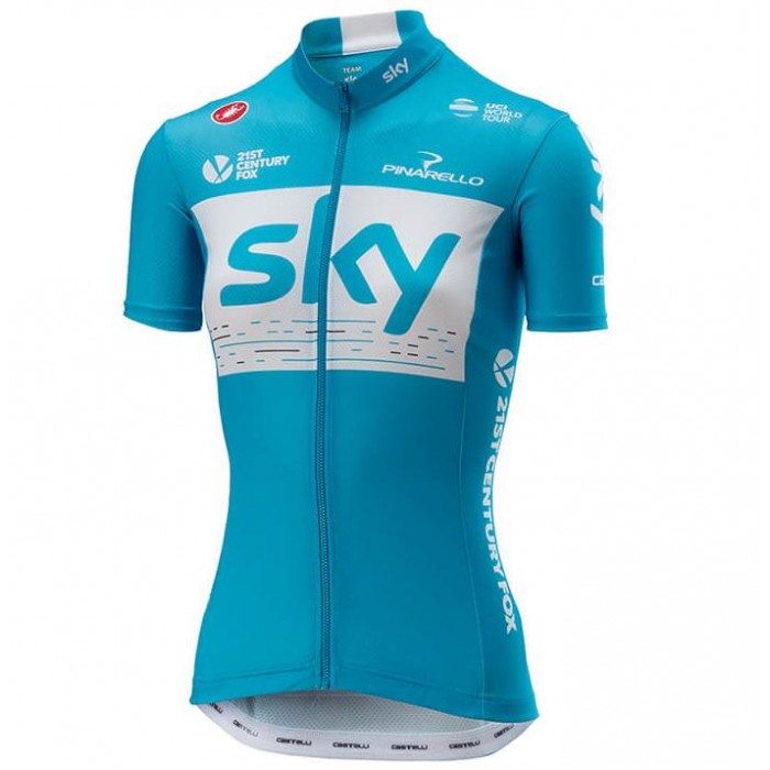 Team Sky 2018 Dame Blauw Wielershirt Korte Mouw Team Sky 2018 Dame Blauw Wielershirt Korte Mouw