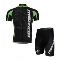 Merida 2014 Wielerkleding Set Set Wielershirts Korte Mouw+Fietsbroek Zwart Groen Wit