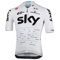 Team Sky 2017 Aero Race Wielershirt Korte Mouw Wit