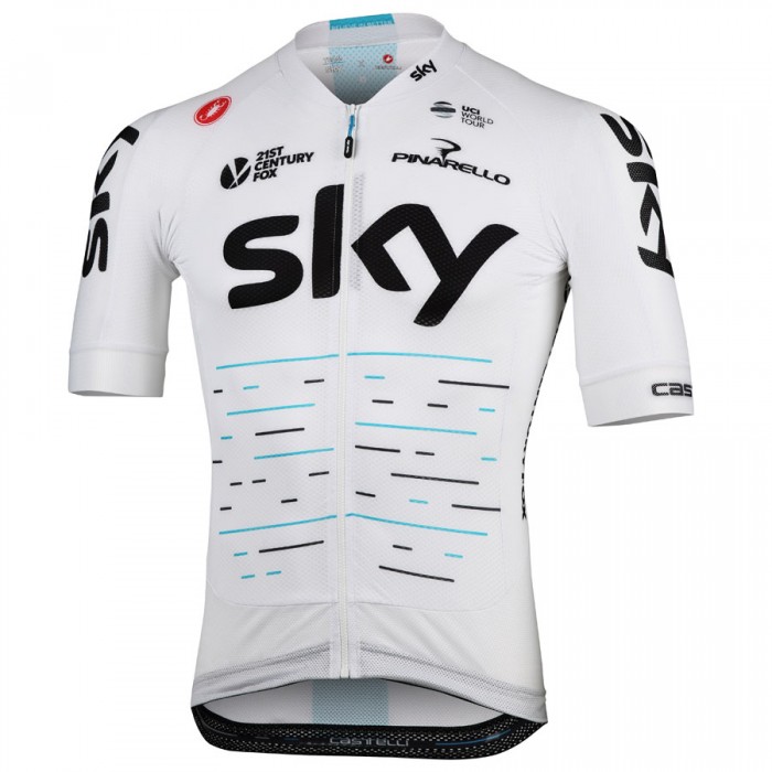 Team Sky 2017 Aero Race Wielershirt Korte Mouw Wit