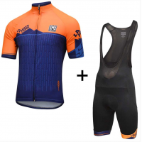 2016 Fietskleding Set Fietsshirt Met Korte Mouwen+Korte Koersbroek Blauw Oranje