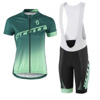 2016-2017 Scott Fietskleding Set Fietsshirt Met Korte Mouwen+Korte Koersbroek Groen Dames