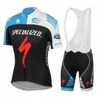 2016 Team Specialized Fietskleding Set Fietsshirt Met Korte Mouwen+Korte Koersbroek Zwart Blauw Wit