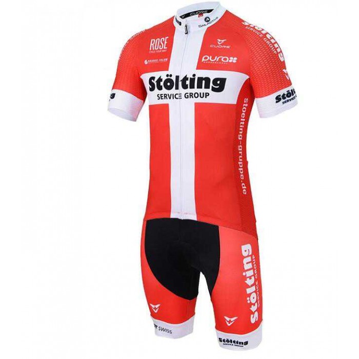 2016 Stolting Fietskleding Wielershirt Korte Mouwen+Fietsbroek Korte Rood