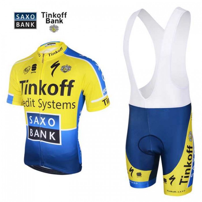 Saxo Bank Tinkoff 2014 Fietskleding Set Fietsshirt Met Korte Mouwen+Korte Koersbroek Saxo Bank Tinkoff 2014 Fietskleding Set Fietsshirt Met Korte Mouwen+Korte Koersbroek