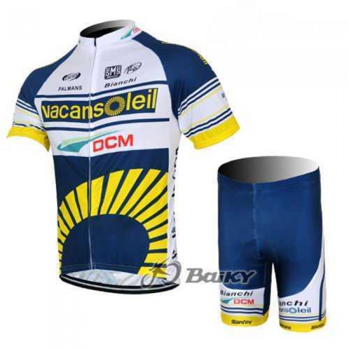 2012 Vacansoleil-DCM Wielerkleding Set Wielershirts Korte+Korte Fietsbroeken Wit Blauw Geel 2012 Vacansoleil-DCM Wielerkleding Set Wielershirts Korte+Korte Fietsbroeken Wit Blauw Geel